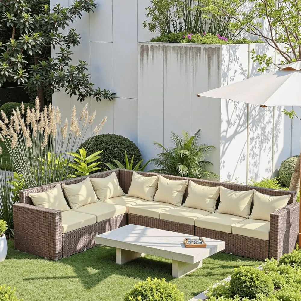 Outdoor Seat Cushion Set 22 x 22 x 4 Inch, Waterproof & Fade Resistant Patio Furniture Cushions with Removable Cover and Ties, Thick Deep Seating Pads for Outside Chair Sofa Couch, Yellow