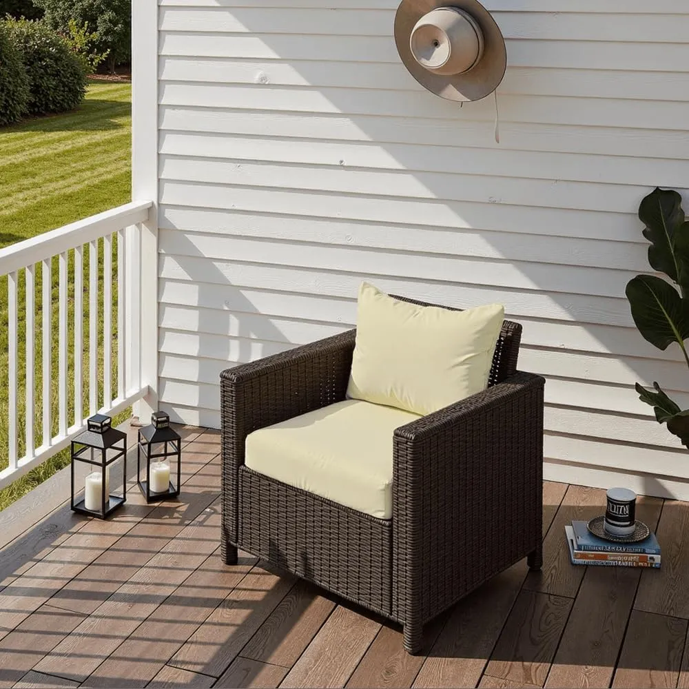 Outdoor Seat Cushion Set 22 x 22 x 4 Inch, Waterproof & Fade Resistant Patio Furniture Cushions with Removable Cover and Ties, Thick Deep Seating Pads for Outside Chair Sofa Couch, Yellow