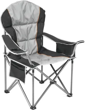 Oversized Camping Folding Chair, Heavy Duty Padded Chair with Cup Holder Storage and Cooler Bag, 5000 LBS Steel Frame, Portable for Outdoor