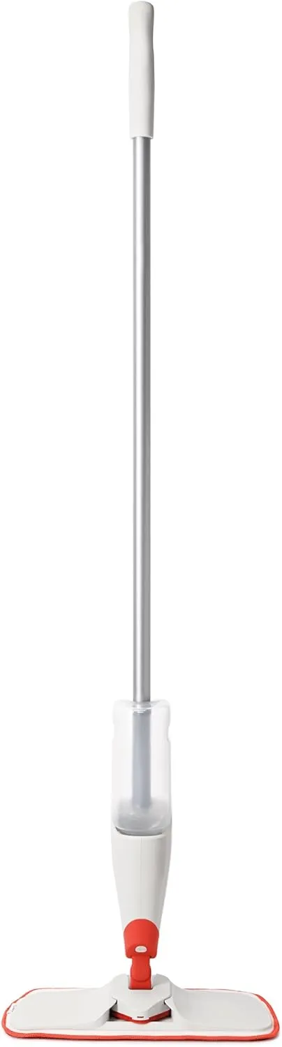 OXO Good Grips Microfiber Spray Mop with Slide-Out Scrubber,Red/White