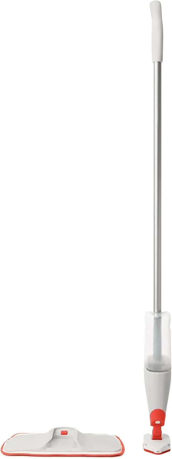 OXO Good Grips Microfiber Spray Mop with Slide-Out Scrubber,Red/White