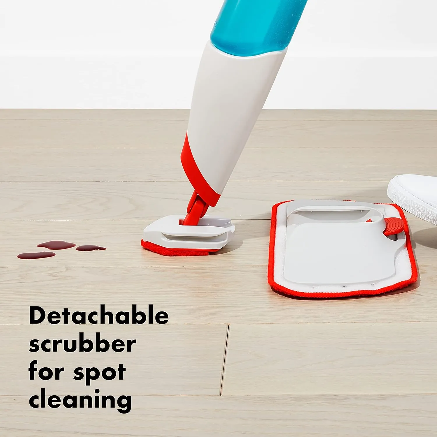 OXO Good Grips Microfiber Spray Mop with Slide-Out Scrubber,Red/White
