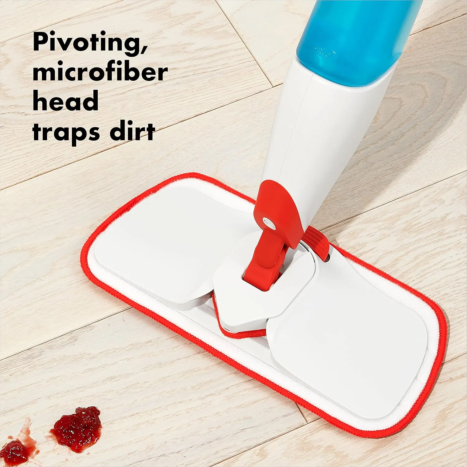 OXO Good Grips Microfiber Spray Mop with Slide-Out Scrubber,Red/White