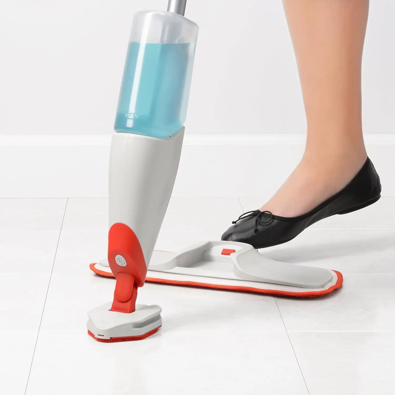 OXO Good Grips Microfiber Spray Mop with Slide-Out Scrubber,Red/White