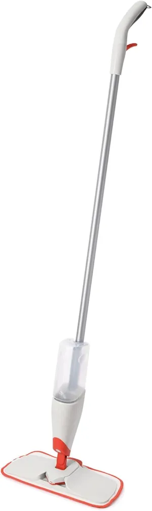 OXO Good Grips Microfiber Spray Mop with Slide-Out Scrubber,Red/White