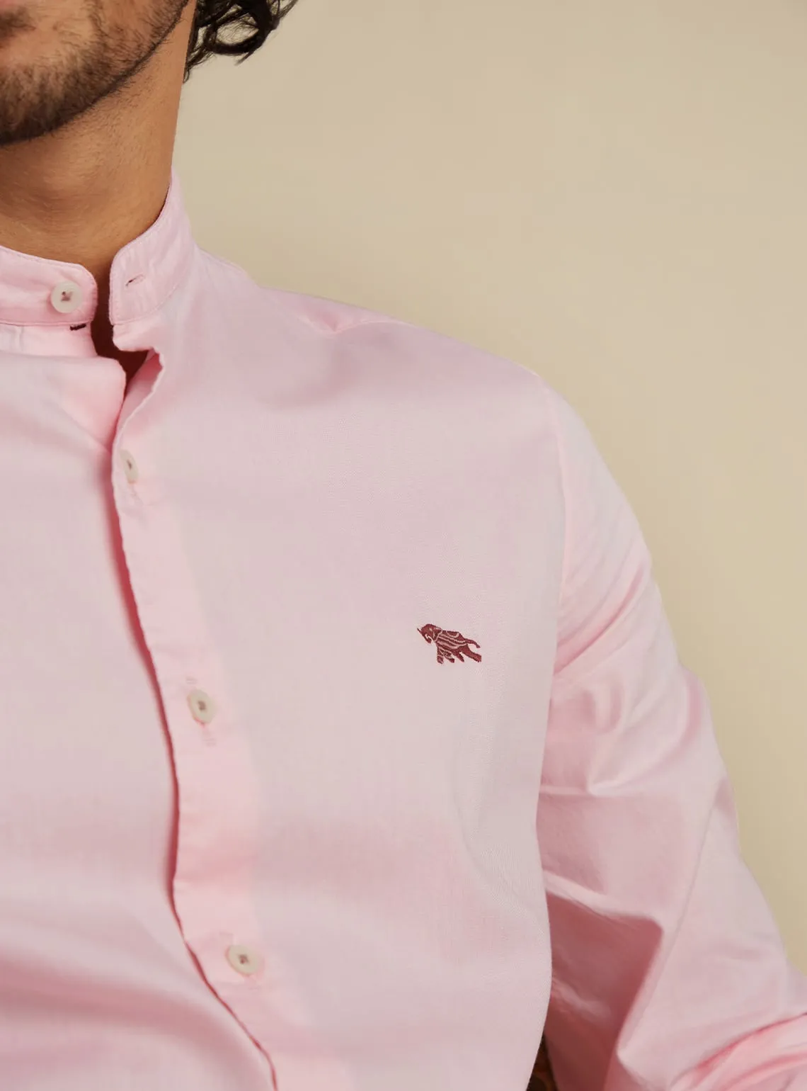 Oyster Pink Mandarin Shirt