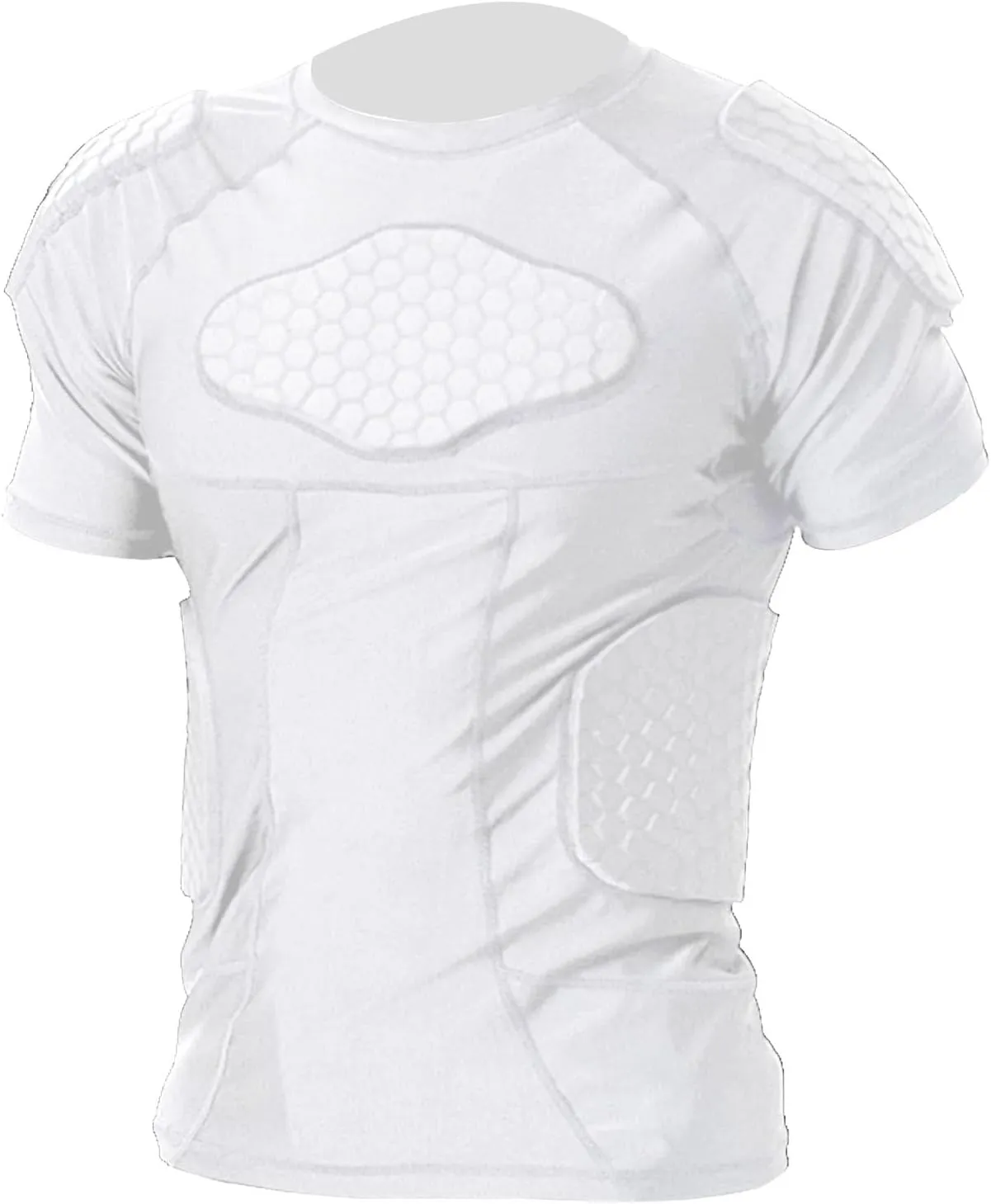 Padded Football Shirt Chest Rib Protector Heart Guard Padded Compression Shirt 6-Pads Protective Gear for Baseball,Basketball,Paintball