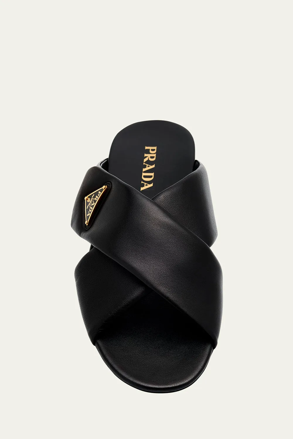 Padded Leather Crisscross Flat Sandals