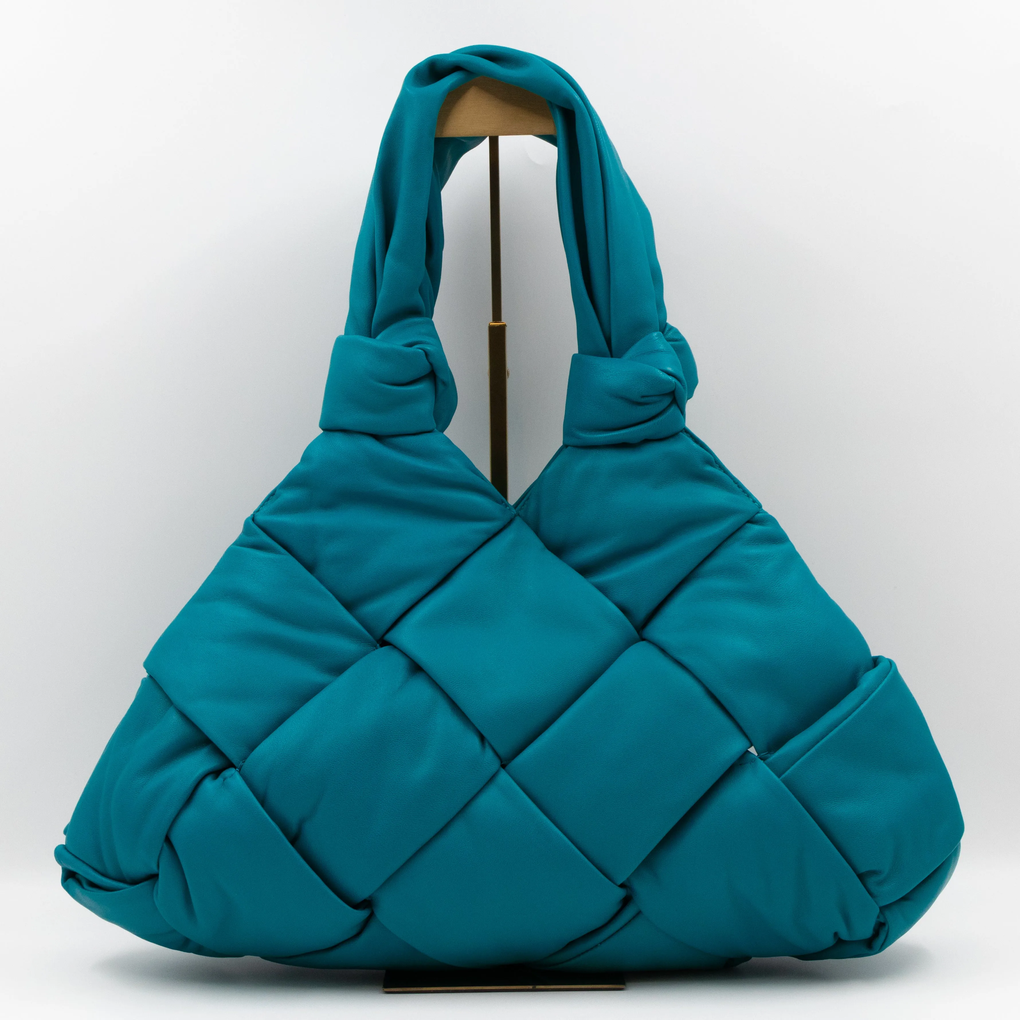 Padded Lock Intrecciato Supple Tote Blaster Blue Leather