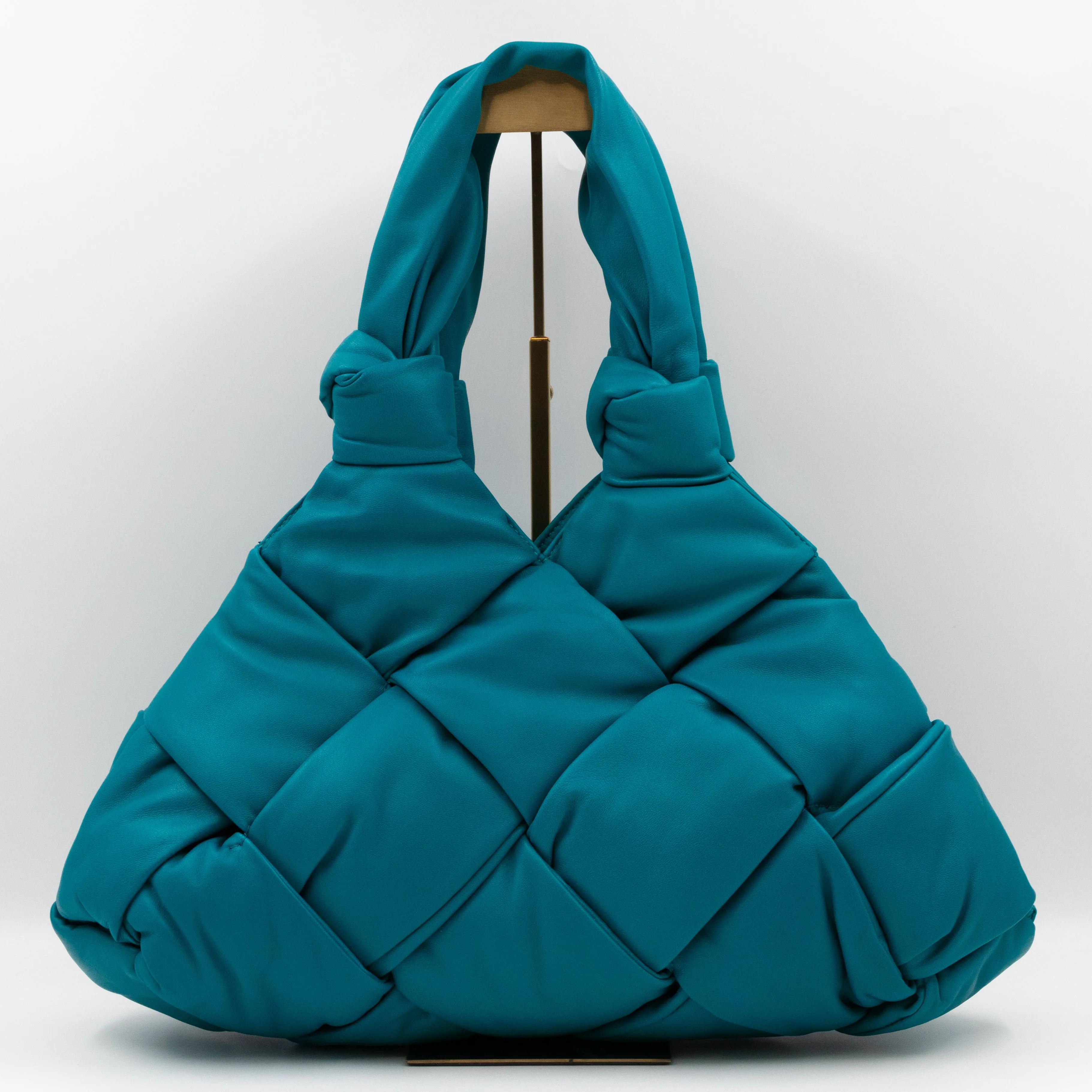 Padded Lock Intrecciato Supple Tote Blaster Blue Leather