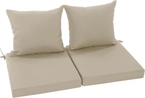 Patio Chair Cushions 22 x 22 Inch, Water Resistant Backrest Pillow and Seat Cushion Set for Outdoor Furniture, Sectional Sofa Cushion Replacments, Cream, Set of 2