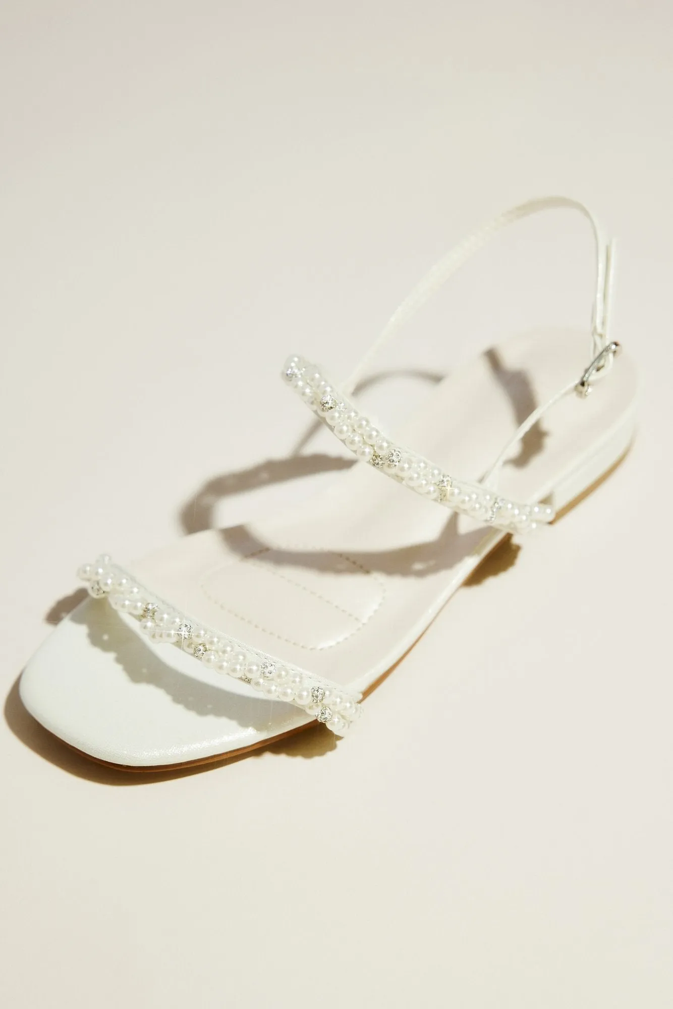 Pearl and Crystal Strap Flat Sandals