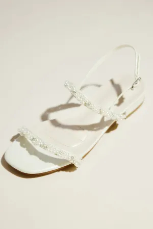 Pearl and Crystal Strap Flat Sandals