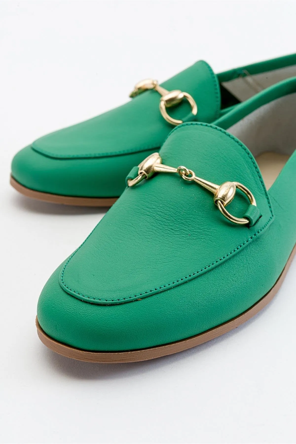 Penny - Green Leather Horsebit Loafers