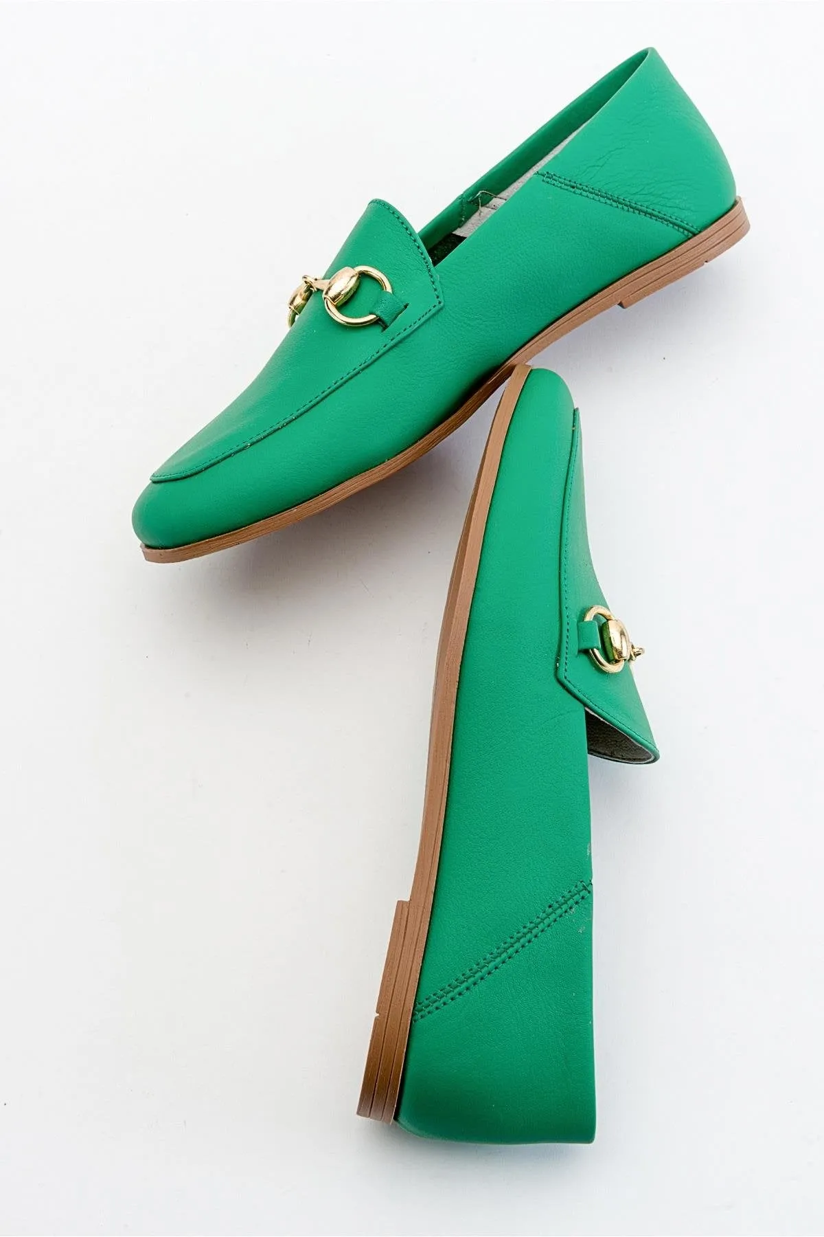 Penny - Green Leather Horsebit Loafers