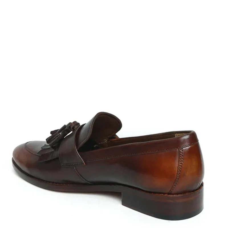 Penny Slip-On Leather Tassel Loafers With Fringes