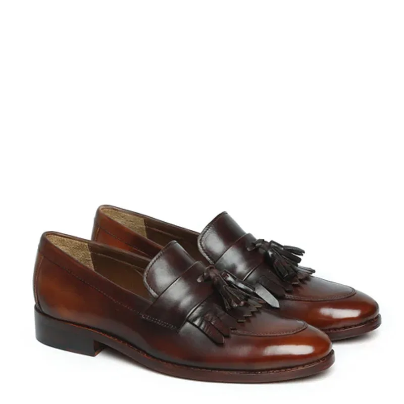 Penny Slip-On Leather Tassel Loafers With Fringes