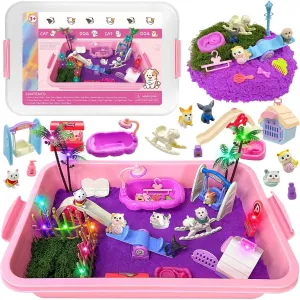 Pet Toys for Kids, Kit Sets with Lights, Cat and Dog Pet Care Toys Sets, Sand Play Sets, Birthday Presents for 3,4,5,6,7,8,9 Year Olds