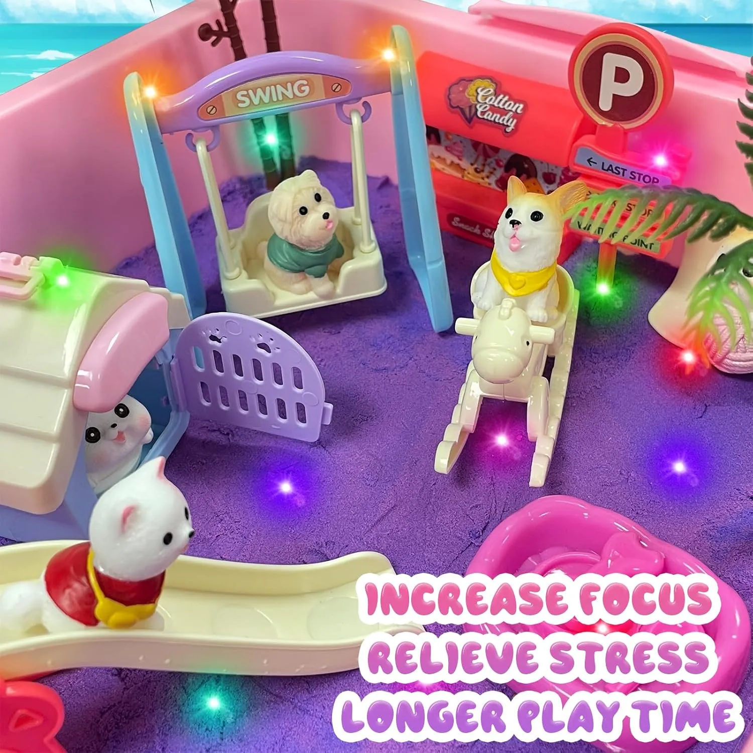 Pet Toys for Kids, Kit Sets with Lights, Cat and Dog Pet Care Toys Sets, Sand Play Sets, Birthday Presents for 3,4,5,6,7,8,9 Year Olds