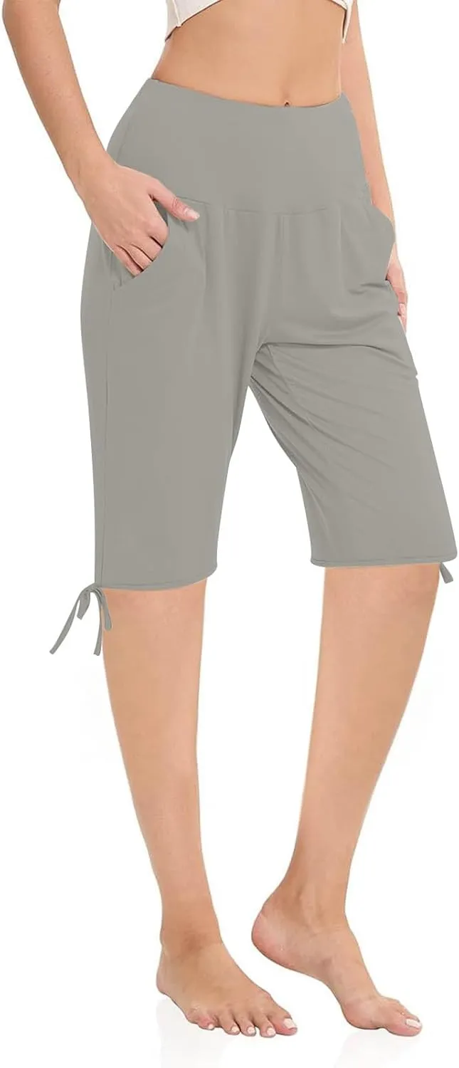 Petite Pants for Women Stretchy Workout Gym Training Summer Sports Activewear Pants Casual Athletic Side Tie Knot Half Pants