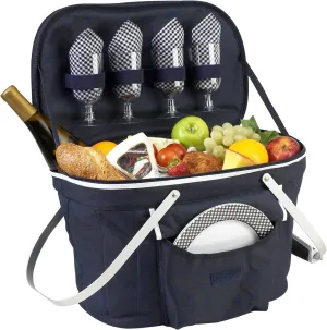 Picnic at Ascot Patented Collapsible Insulated Picnic Basket Equipped with Service For 4- Designed and Assembled in USA