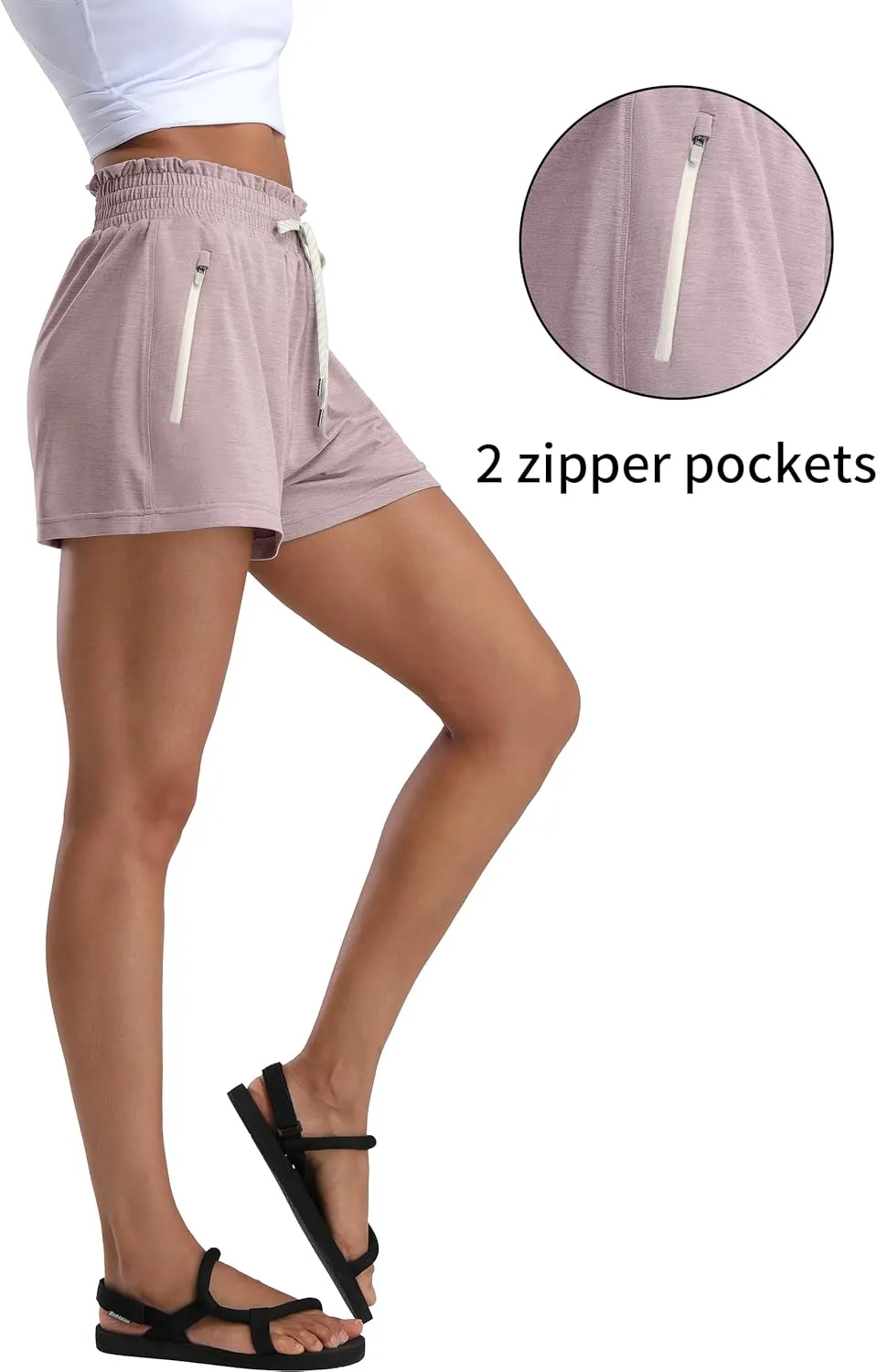 Pioneer Camp Women's High Waist Athletic Shorts Workout Running SweatShorts 2 Zipper Pockets for Casual Gym Lounge