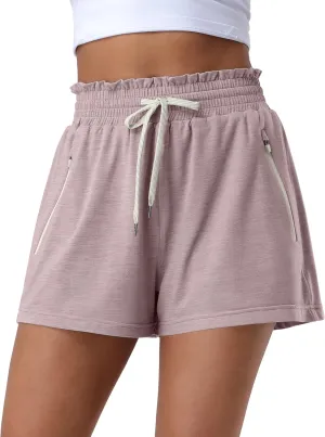 Pioneer Camp Women's High Waist Athletic Shorts Workout Running SweatShorts 2 Zipper Pockets for Casual Gym Lounge