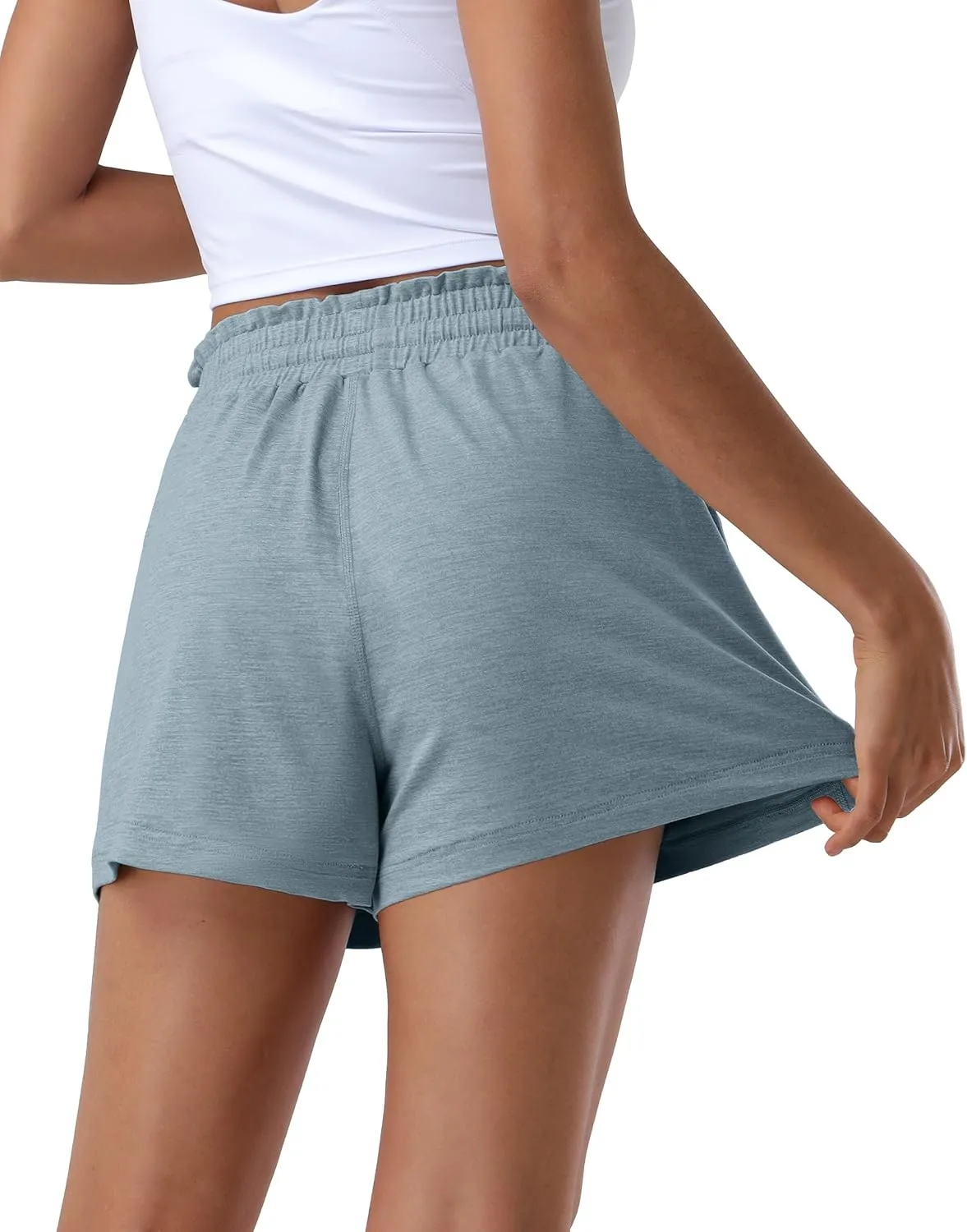 Pioneer Camp Women's Sweat Shorts with 2 Zipper Pockets High Waist Athletic Shorts Workout Running Casual Gym Lounge