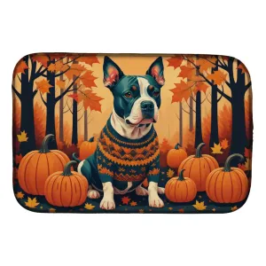 Pit Bull Terrier Fall Dish Drying Mat for Quick Absorption