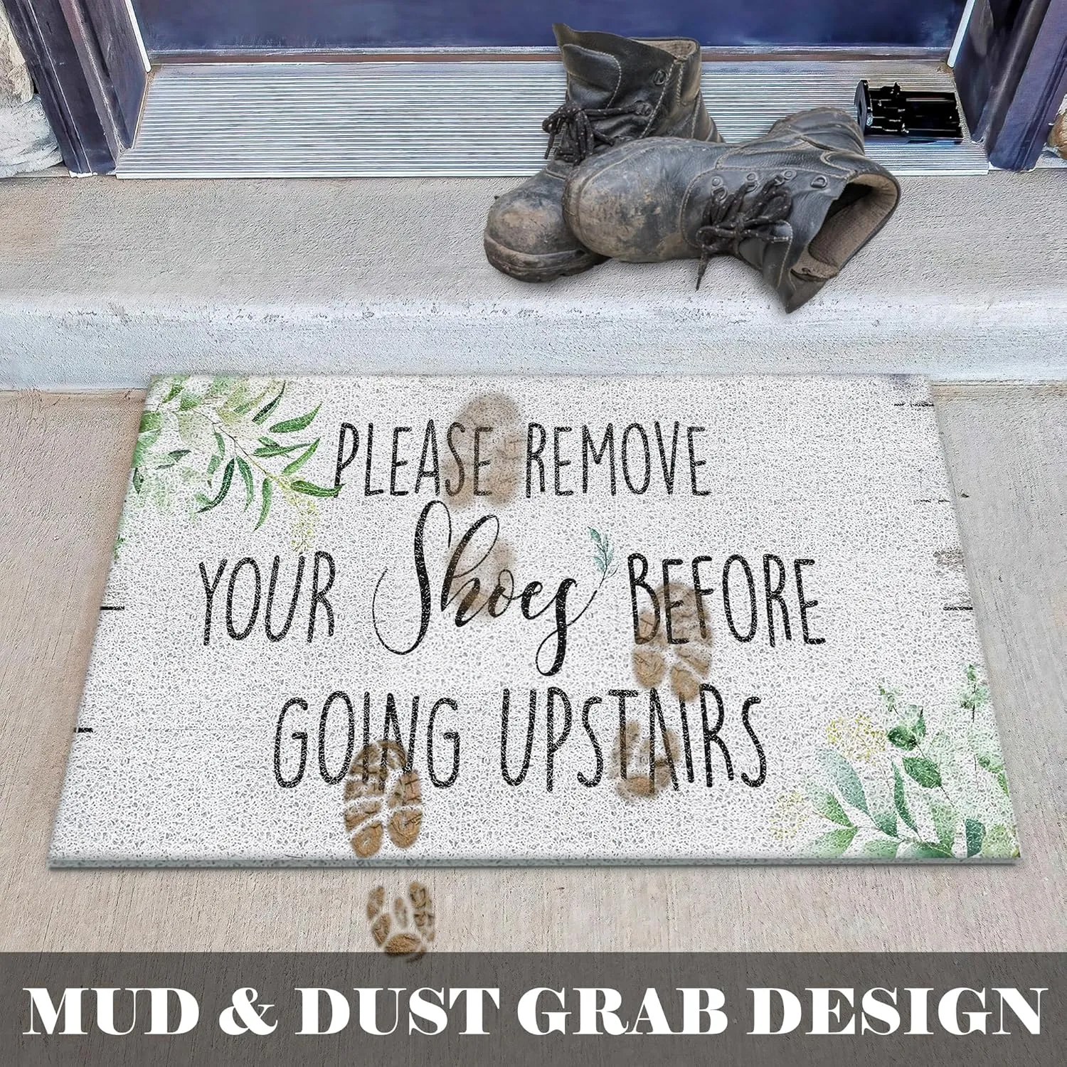 Please Remove Your Shoes Doormat - Shoes Off, Funny Welcome Mat for Front Door, Indoor Door Mat, 17x30 Inch