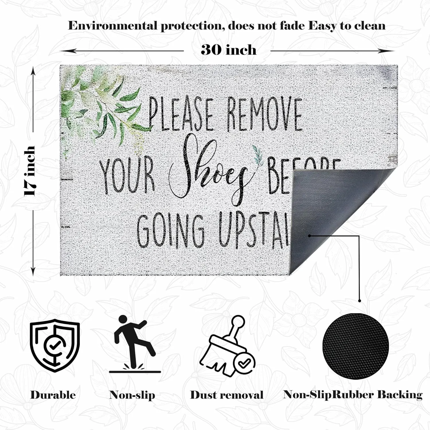 Please Remove Your Shoes Doormat - Shoes Off, Funny Welcome Mat for Front Door, Indoor Door Mat, 17x30 Inch