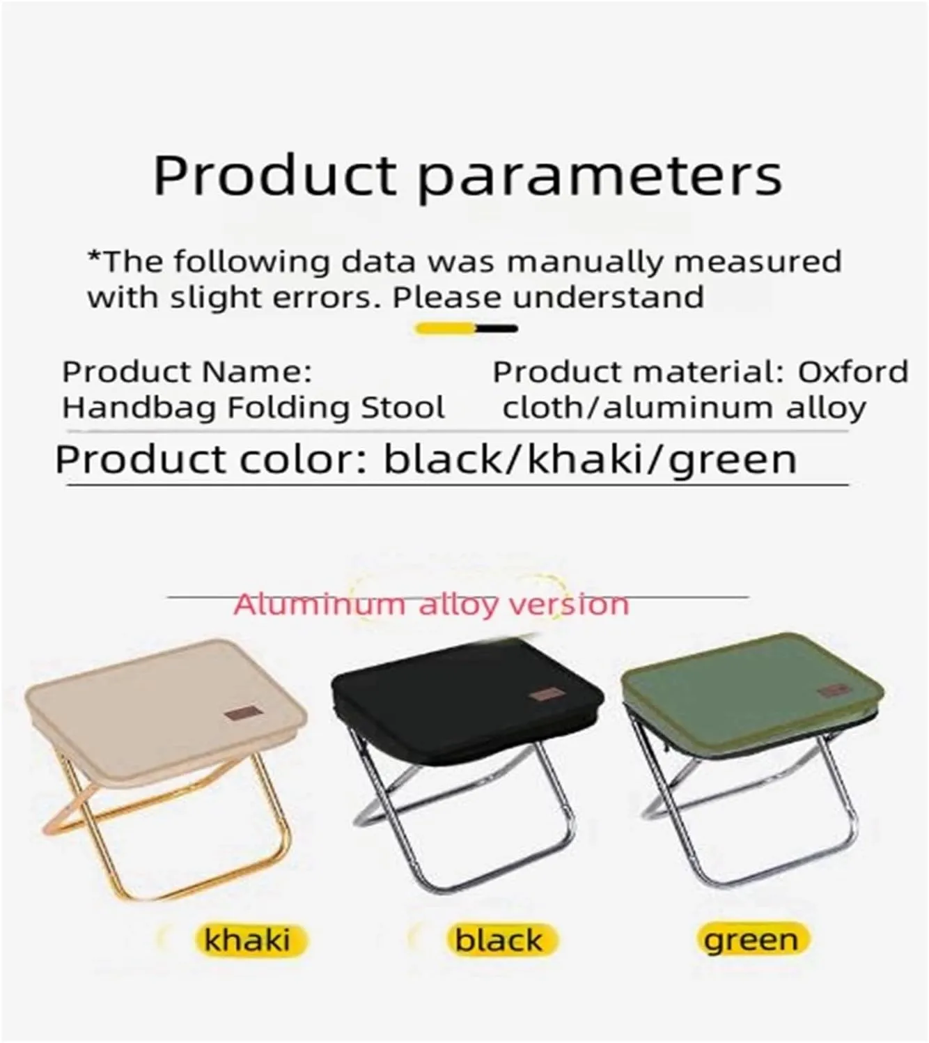 Pocket Handbag Stool，Pencil Bag Folding Stool for Sketching, Camping, Horse Tying, Fishing, Tourism, Leisure, Outdoor Small Stool(Black,Large)
