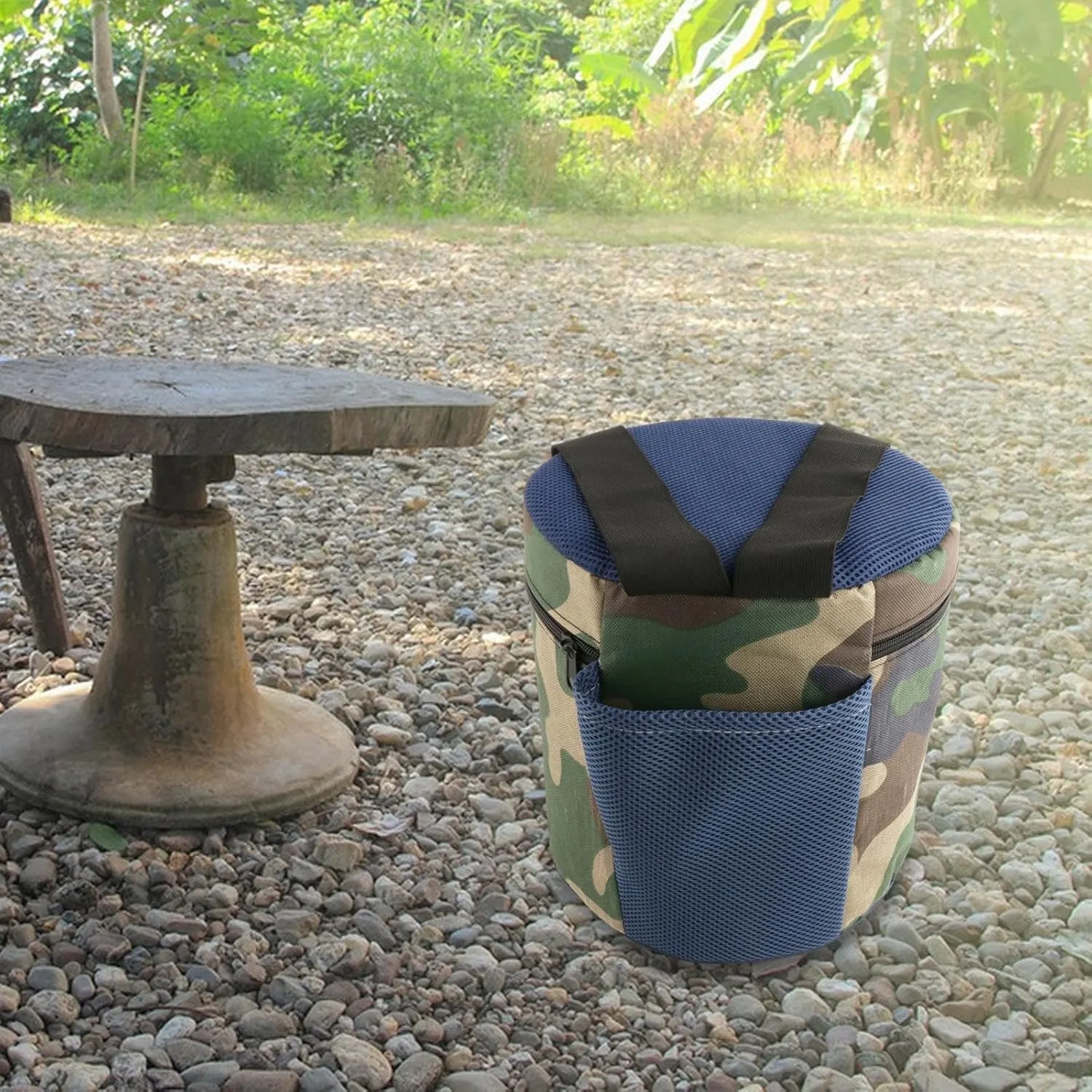Portable Garden Stool Camping Seat Wearable Footstool Weeding Chair for Sitting Fishing, Blue
