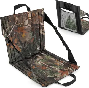 Portable Stadium Seat Cushion with Backrest Camo Foldable Camping Fishing Stadium Seats for Bleachers Hunting Cushion for Hiking Outdoor Concerts Sporting Event