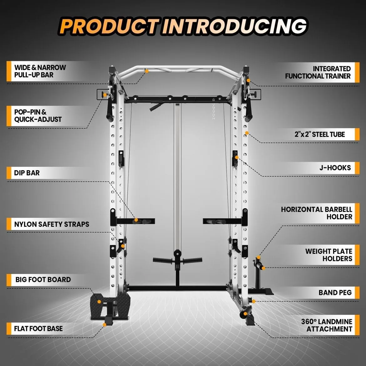 Power Cage, Multi-Function Workout Cage With Cable Cross-Over System, Squat Rack Home Gym With LAT Pull Down System, Strength Training Power Rack