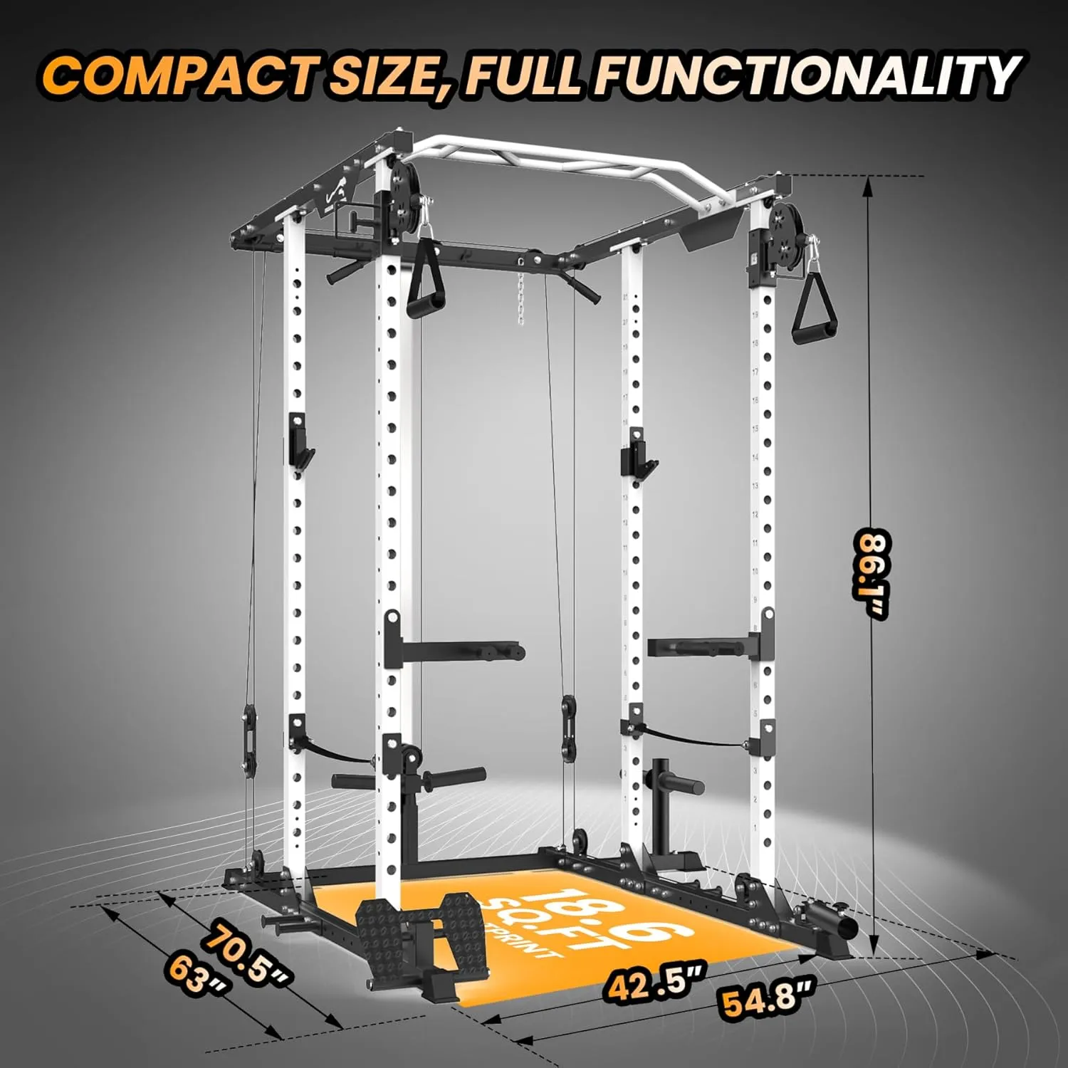 Power Cage, Multi-Function Workout Cage With Cable Cross-Over System, Squat Rack Home Gym With LAT Pull Down System, Strength Training Power Rack