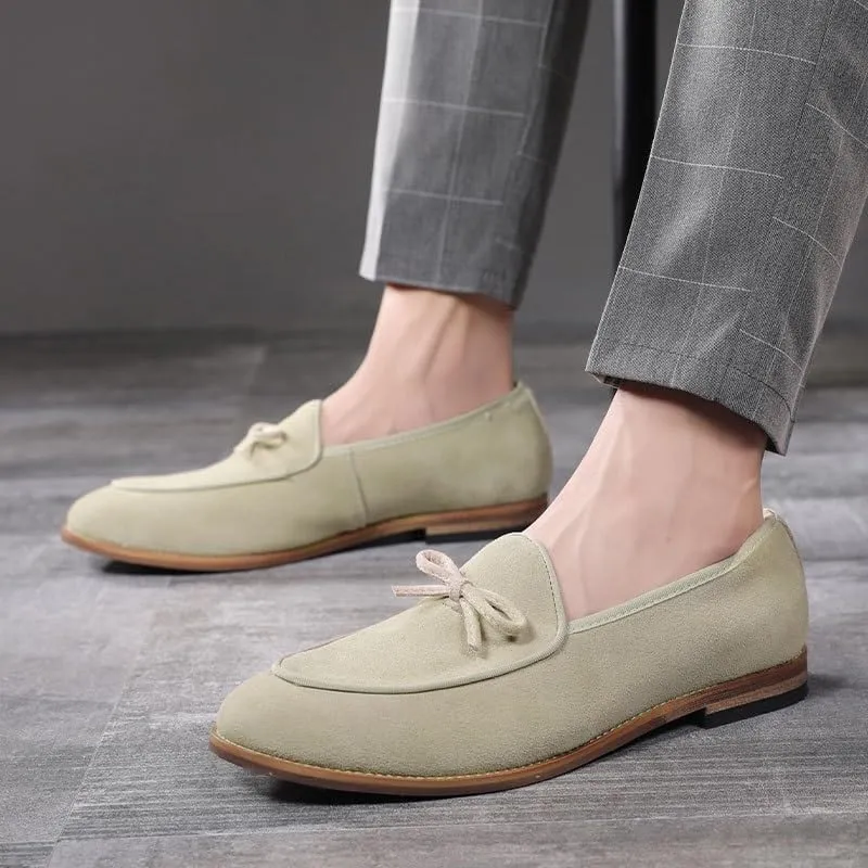 Premium Men's Suede Leather Penny Loafers with Chunky Platform, Round Toe, Non-Slip Lug Sole for Business and Casual Occasions