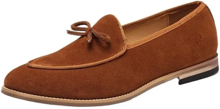 Premium Men's Suede Leather Penny Loafers with Chunky Platform, Round Toe, Non-Slip Lug Sole for Business and Casual Occasions