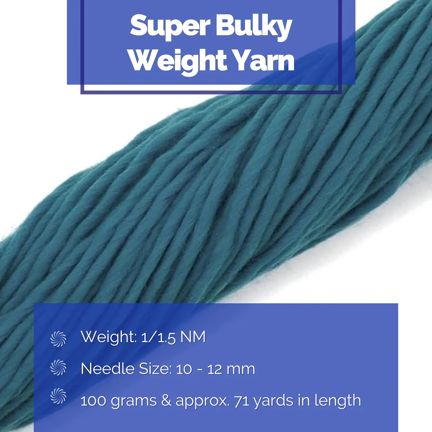 Premium Super Bulky Merino Yarn - 100-Grams of Thick Wool for Knitting, Crochet, Baby Blanket, Dyed, Felting, Weaving - Duck Egg Green