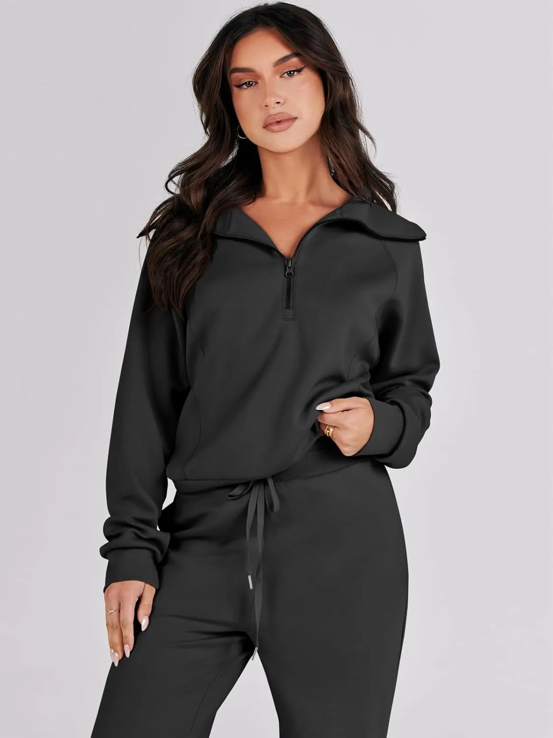 Prinbara Women 2 Piece Outfits Lounge Sets 2024 Winter Oversized Sweatshirt Wide Leg Pant Casual Matching Sweat Set Tracksuit