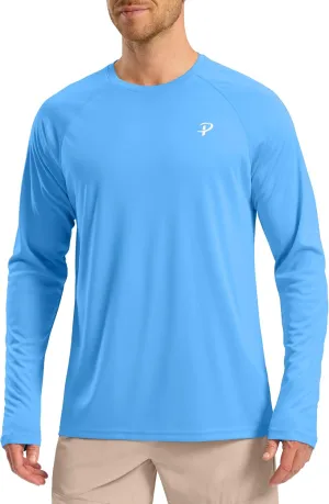 Pudolla Men's Sun Protection Shirts UV SPF UPF 50  Rash Guard Long Sleeve Lightweight Quick Dry Brethable Swimming Fishing