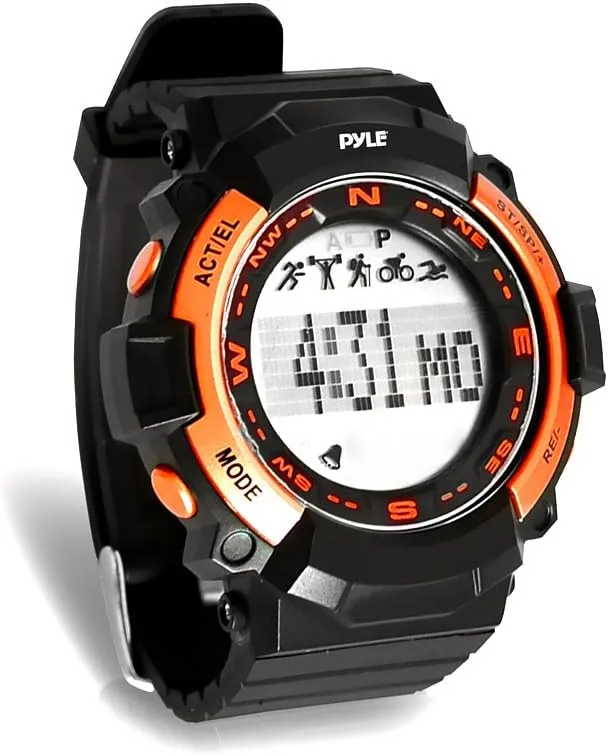 Pyle PSPTR19OR Digital Multifunction Sports Wrist Watch - Smart Fit Classic Men Women Sport Running Training Fitness Gear Tracker w/ Sleep Monitor, Pedometer, Alarm, Stopwatch, Backlight, Orange