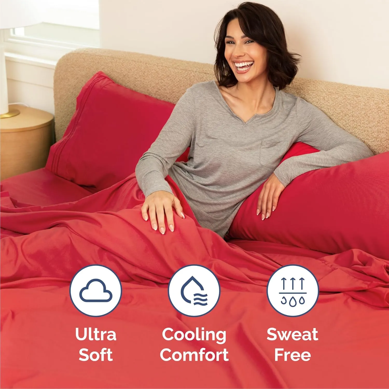 Queen Size 4 Piece Sheet Set - Comfy Breathable & Cooling Bed Sheets Set - Hotel Luxury Bedding for Women, Men, Kids & Teens - Deep Pockets, Easy Secure Fit, Super Soft & Wrinkle Free - Oeko-Tex - Red
