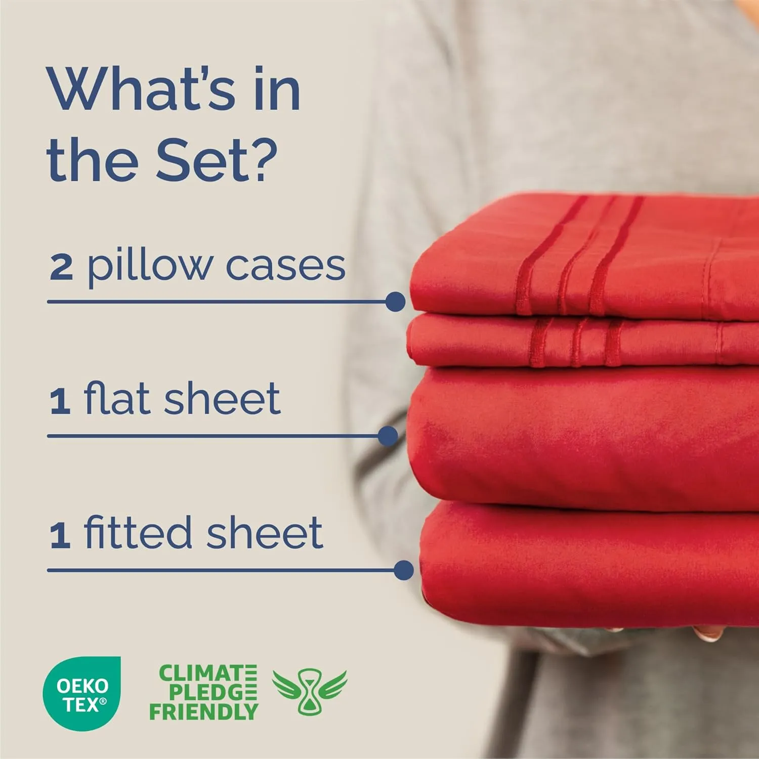 Queen Size 4 Piece Sheet Set - Comfy Breathable & Cooling Bed Sheets Set - Hotel Luxury Bedding for Women, Men, Kids & Teens - Deep Pockets, Easy Secure Fit, Super Soft & Wrinkle Free - Oeko-Tex - Red