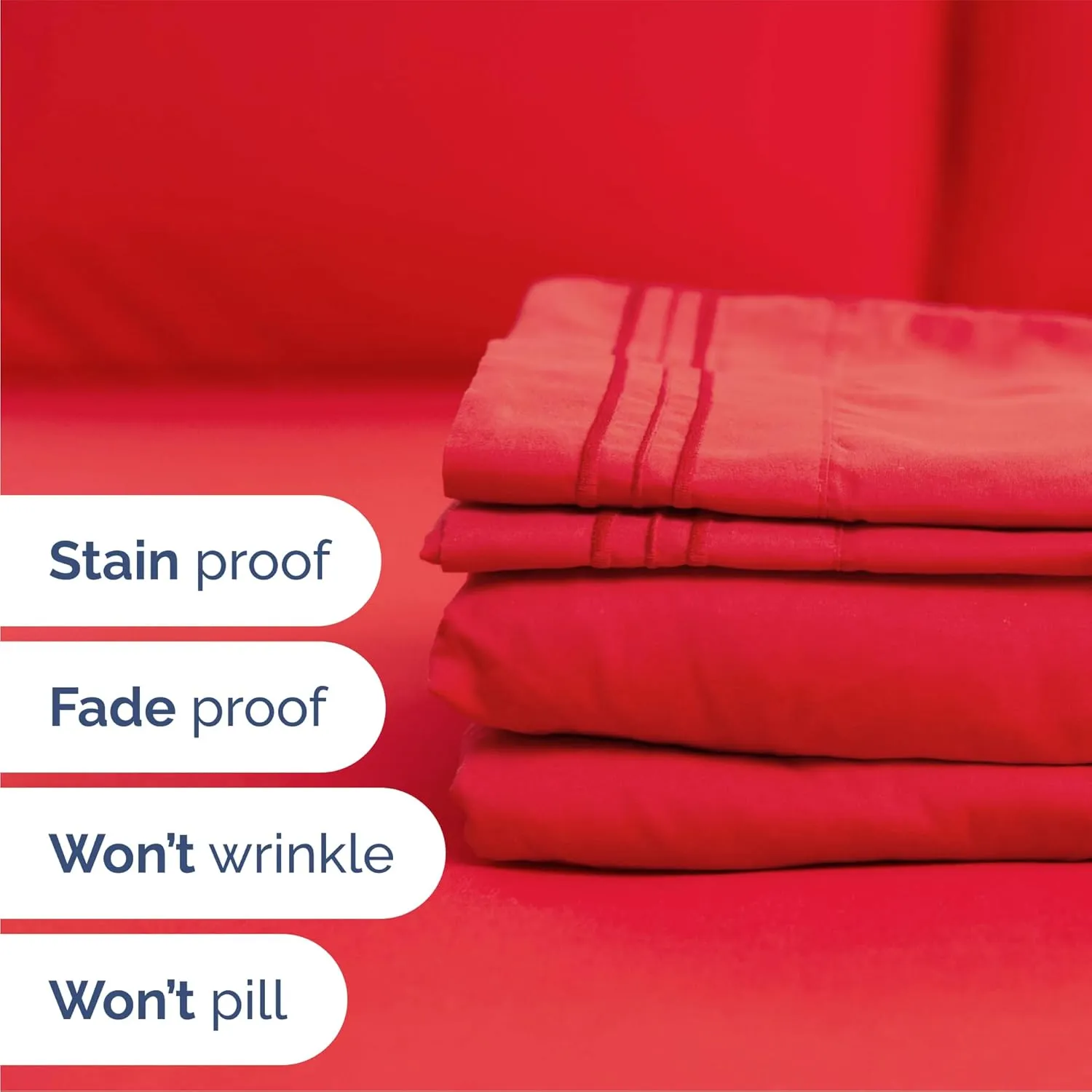 Queen Size 4 Piece Sheet Set - Comfy Breathable & Cooling Bed Sheets Set - Hotel Luxury Bedding for Women, Men, Kids & Teens - Deep Pockets, Easy Secure Fit, Super Soft & Wrinkle Free - Oeko-Tex - Red