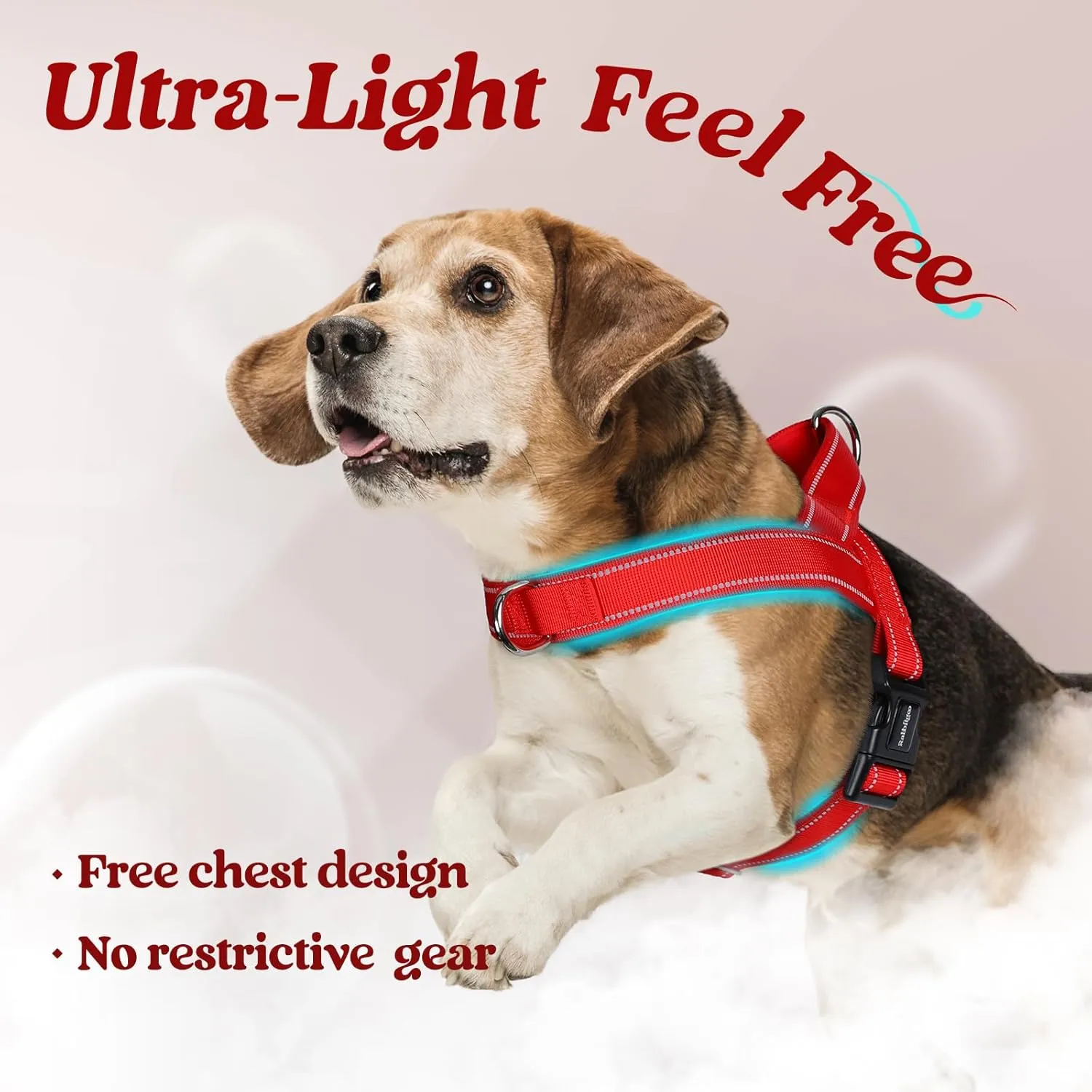 rabbitgoo Dog Harness No Pull, Quick Fit for Small Dogs with Soft Padded Handle, Chest Adjustable Reflective Pet Vest, No Choke Escape Proof for Walking Training, Red S