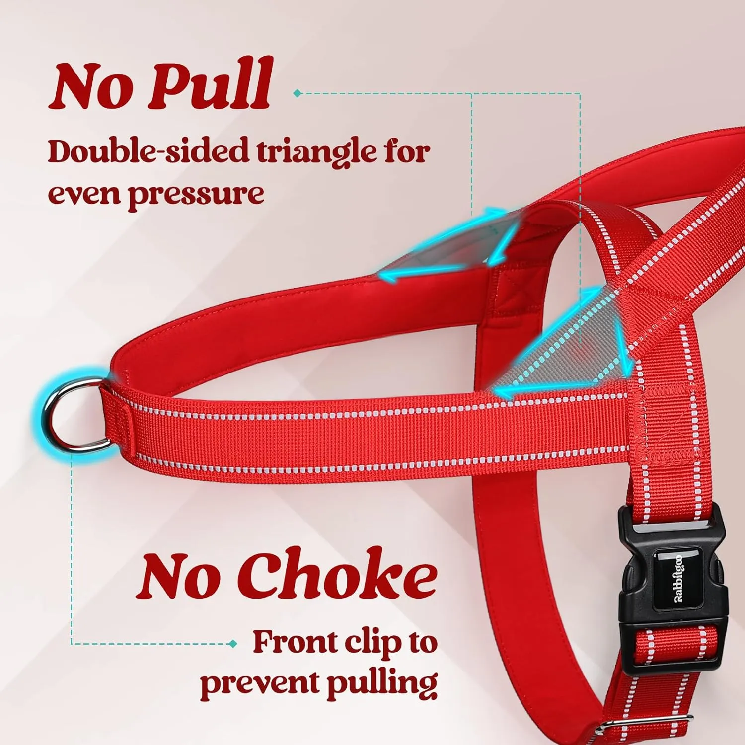 rabbitgoo Dog Harness No Pull, Quick Fit for Small Dogs with Soft Padded Handle, Chest Adjustable Reflective Pet Vest, No Choke Escape Proof for Walking Training, Red S