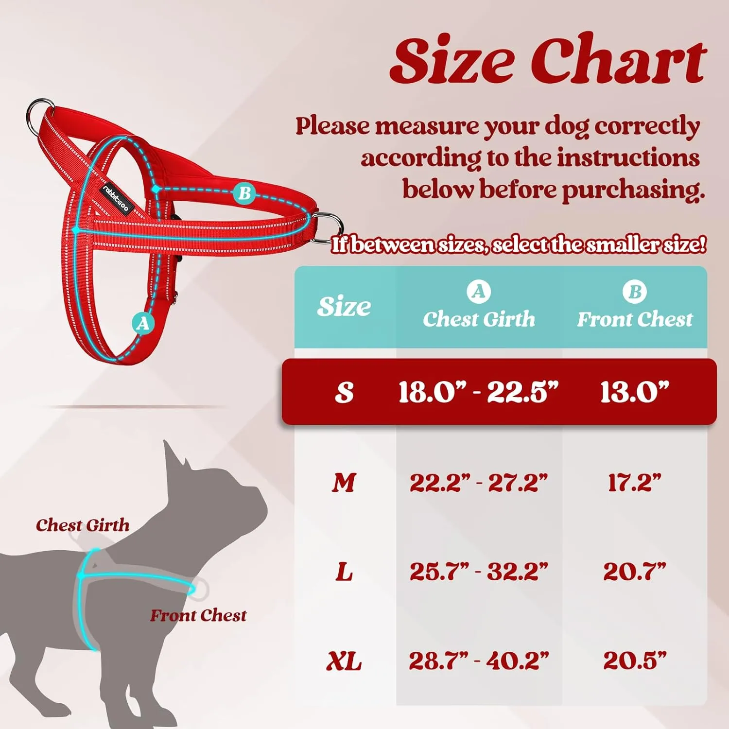 rabbitgoo Dog Harness No Pull, Quick Fit for Small Dogs with Soft Padded Handle, Chest Adjustable Reflective Pet Vest, No Choke Escape Proof for Walking Training, Red S