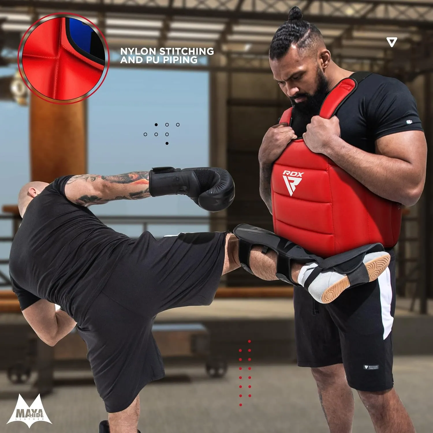 RDX Boxing Body Protector Reversible, Kickboxing MMA Muay Thai Chest Guard, Sparring Training Heavy Punching, Adjustable Shield, Martial Arts Upper Belly Protection Pad, Taekwondo TKD Vest