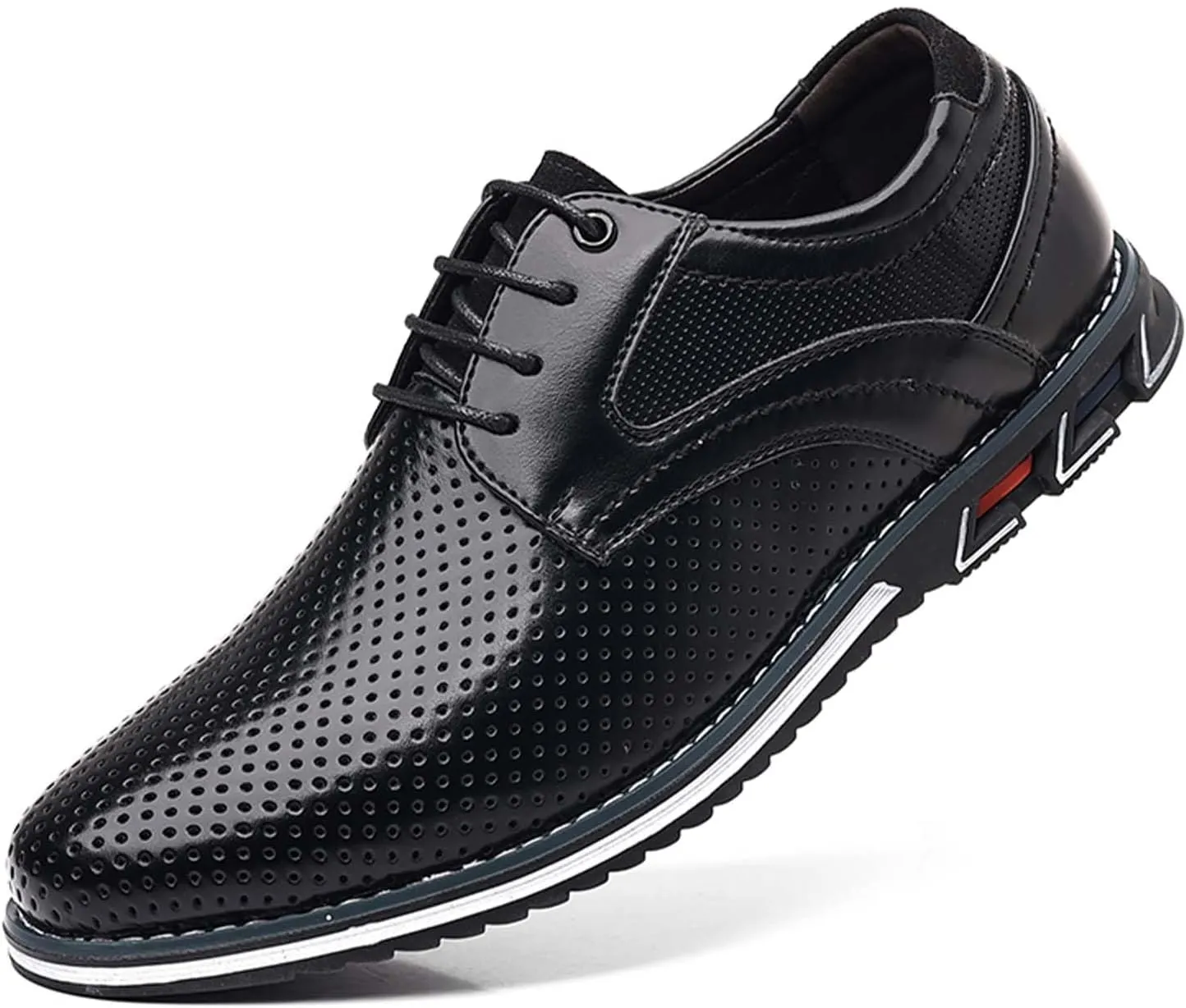 Recyphi Men's Dress Shoes Breathable Business Oxford Derby Orthopedic Leather Shoes Casual Walking Shoes Office Flats